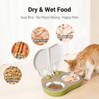 2-Meal Automatic Wet Food Feeder with Ice Packs,48H Timer, Cats & Small Dogs, Battery Operated, Dual Trays
