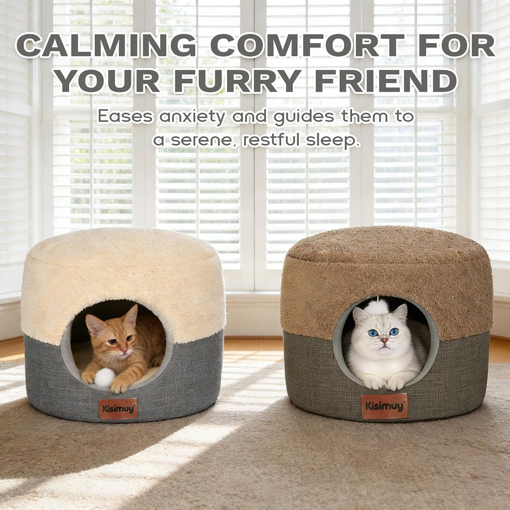 2-In-1 Cat Bed Cave, Cozy Covered Cat Beds for Indoor Cats,Pet Bed