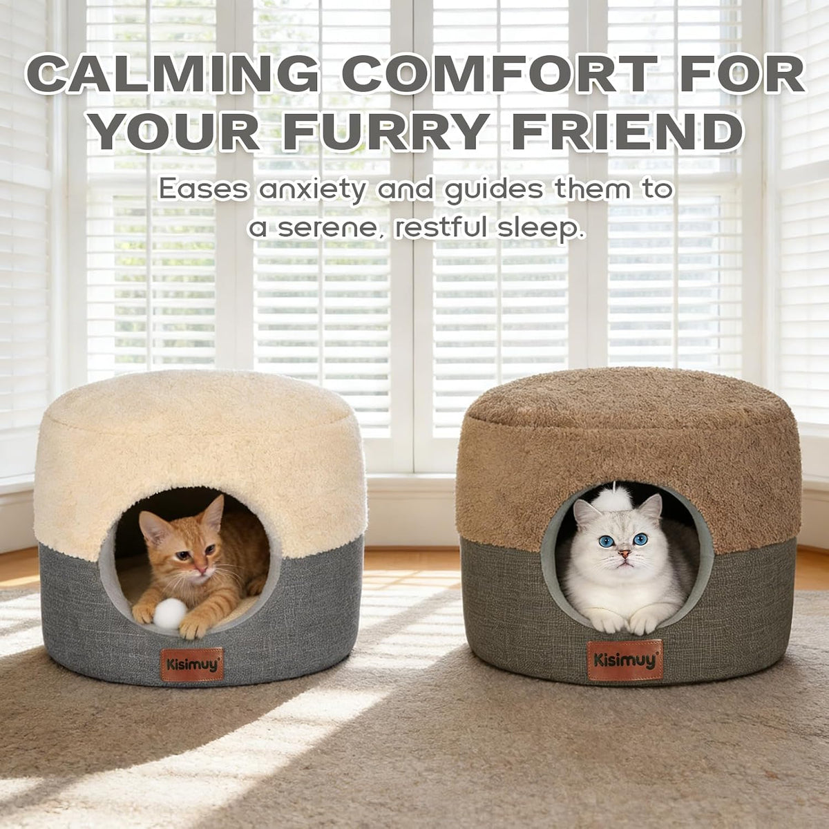 2-In-1 Cat Bed Cave, Cozy Covered Cat Beds for Indoor Cats,Pet Bed