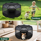 Pet Puppy Dog Playpen, Small Dog Tent Crates Cage Indoor/Outdoor, Portable Playpen for Cat, Foldable Pop up Dog Kennel Playpen with Carring Case, Removable Zipper Top, Dark Grey