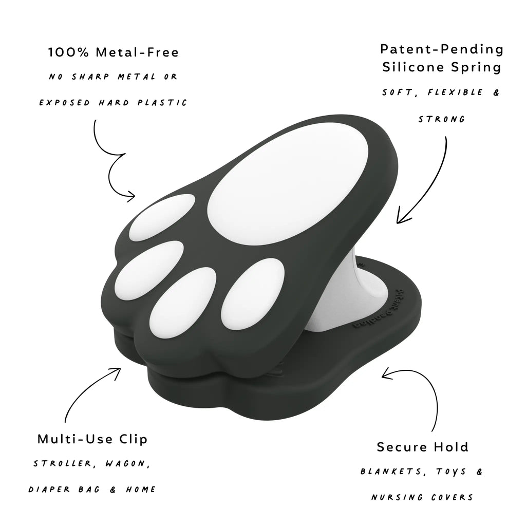 Silicone Stroller Clips, Panda Paws, 2-Pack