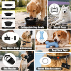 Dog Harness Collar and Leash Set - Dog Halter Harnesses Fits Small Medium Dogs (Black-M)
