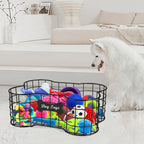 Dog Toy Basket, Bone Shaped, Black, Metal, Organizer, Storage, Pet Accessories
