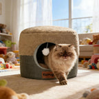 2-In-1 Cat Bed Cave, Cozy Covered Cat Beds for Indoor Cats,Pet Bed