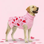 Valentines Dog Sweater Dress, Turtleneck Pullover Heart Outfit
