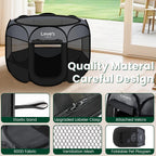 Pet Puppy Dog Playpen, Small Dog Tent Crates Cage Indoor/Outdoor, Portable Playpen for Cat, Foldable Pop up Dog Kennel Playpen with Carring Case, Removable Zipper Top, Dark Grey