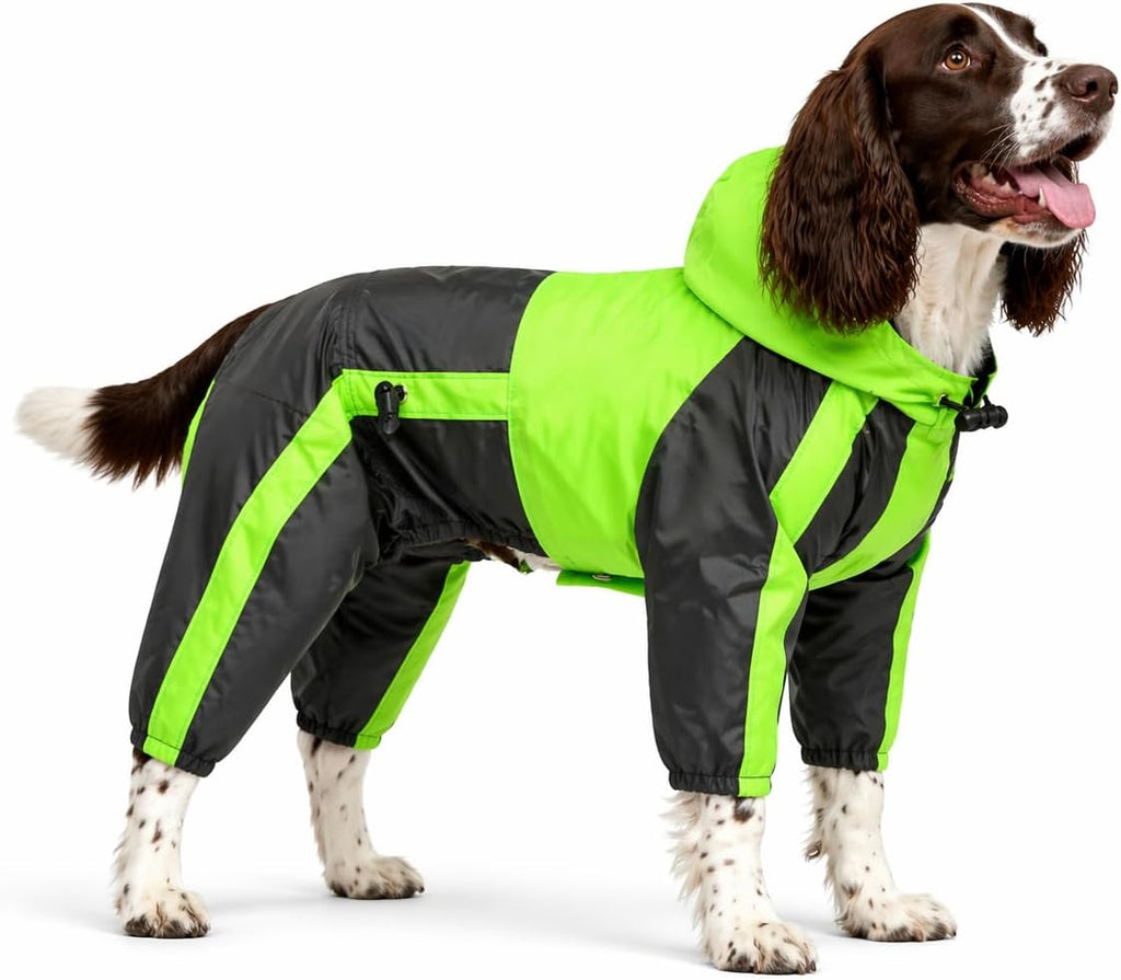 Pet Apparel Large Dog Clothing Raincoat Pet Clothes Rain Coat for Big Large Dogs Red Green Waterproof (L-M, Green)